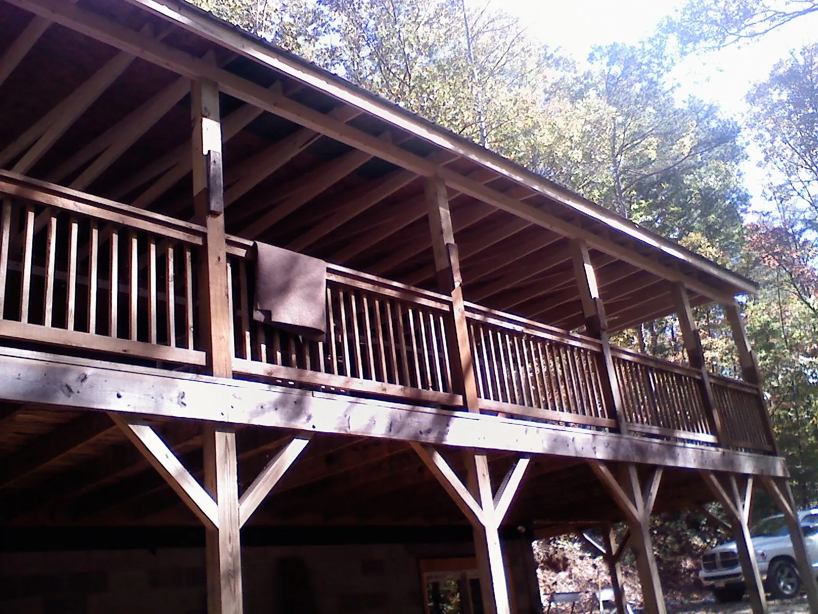 Timber framing under a new elevated porch and deck — Roof Leak Repair in Valley Spring by Roofing Brothers